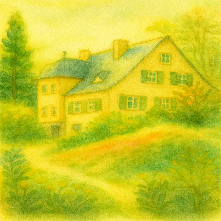 Illustration des historischen Forsthauses im Grünen